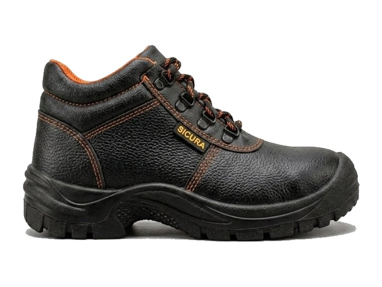 SICURA black ankle safety boot with tan trim